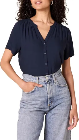 Amazon Essentials Women's Relaxed-Fit Short-Sleeve Woven Blouse