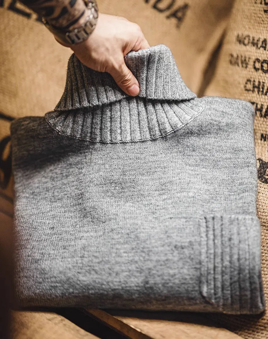 American Retro Blended Turtleneck Pullover Warm Knitted Men's Sweater