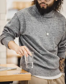 American Retro Blended Turtleneck Pullover Warm Knitted Men's Sweater