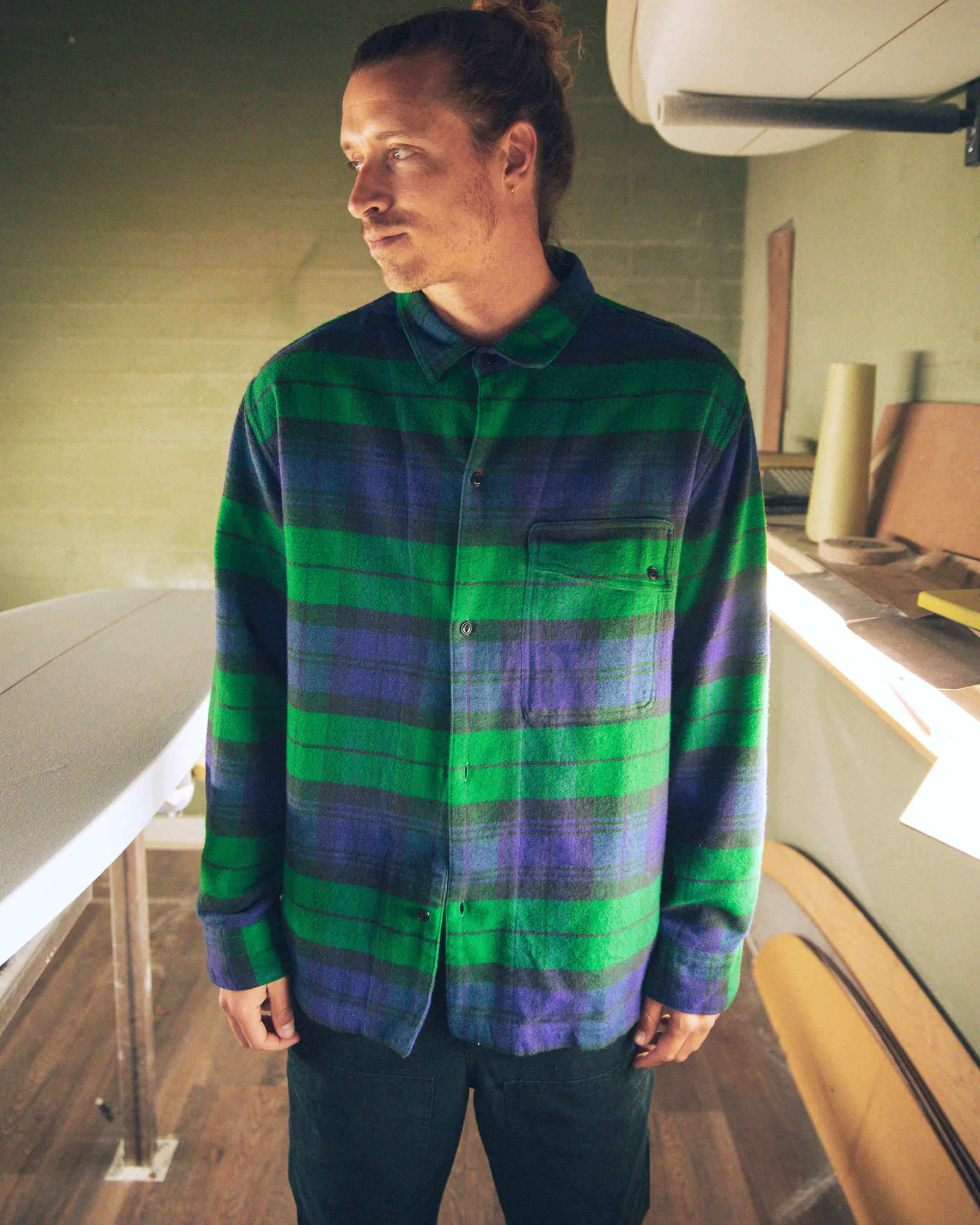 Asymm Yoke Flannel Shirt in Imperf Blackwatch