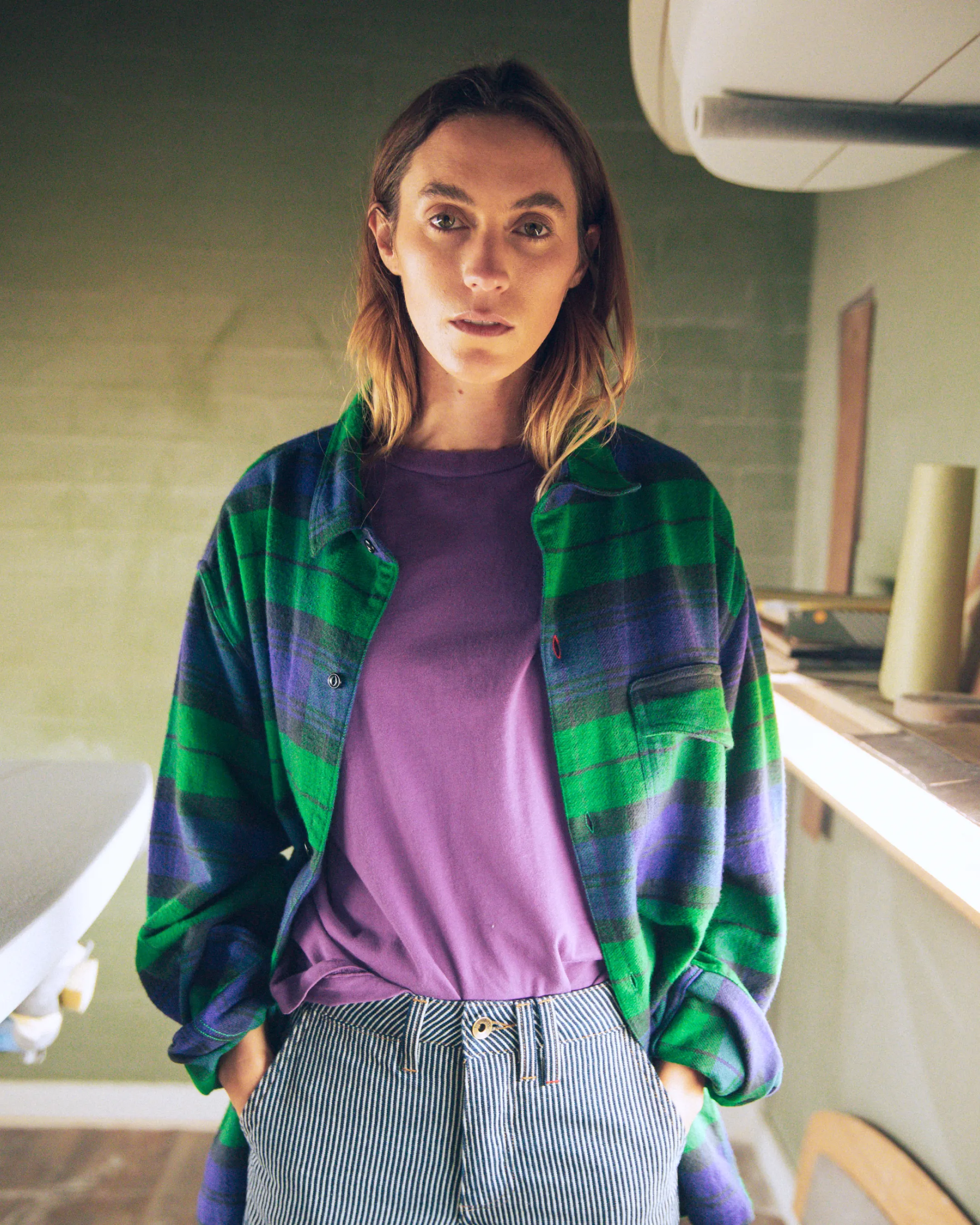 Asymm Yoke Flannel Shirt in Imperf Blackwatch