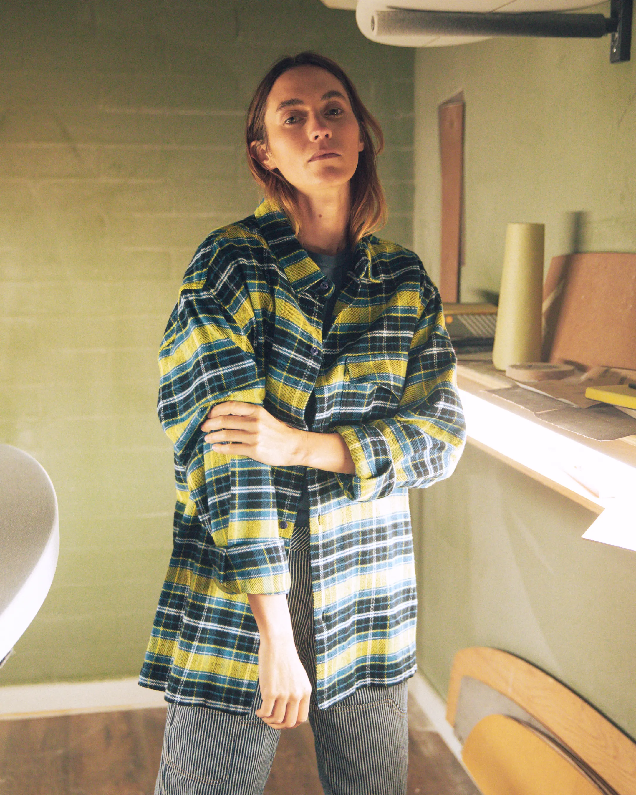 Asymm Yoke Flannel Shirt in Imperf Glitch