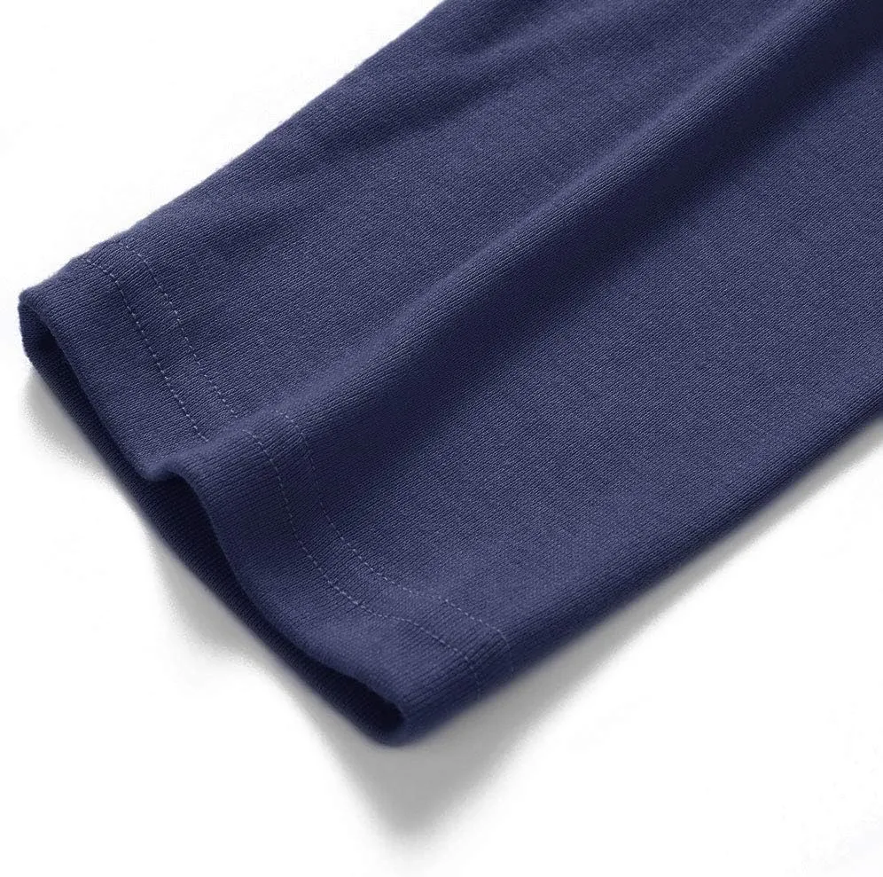 Beauhuty Men's Basic Turtleneck Long Sleeve T-Shirts Fleece Knitted Casual Pullover Top