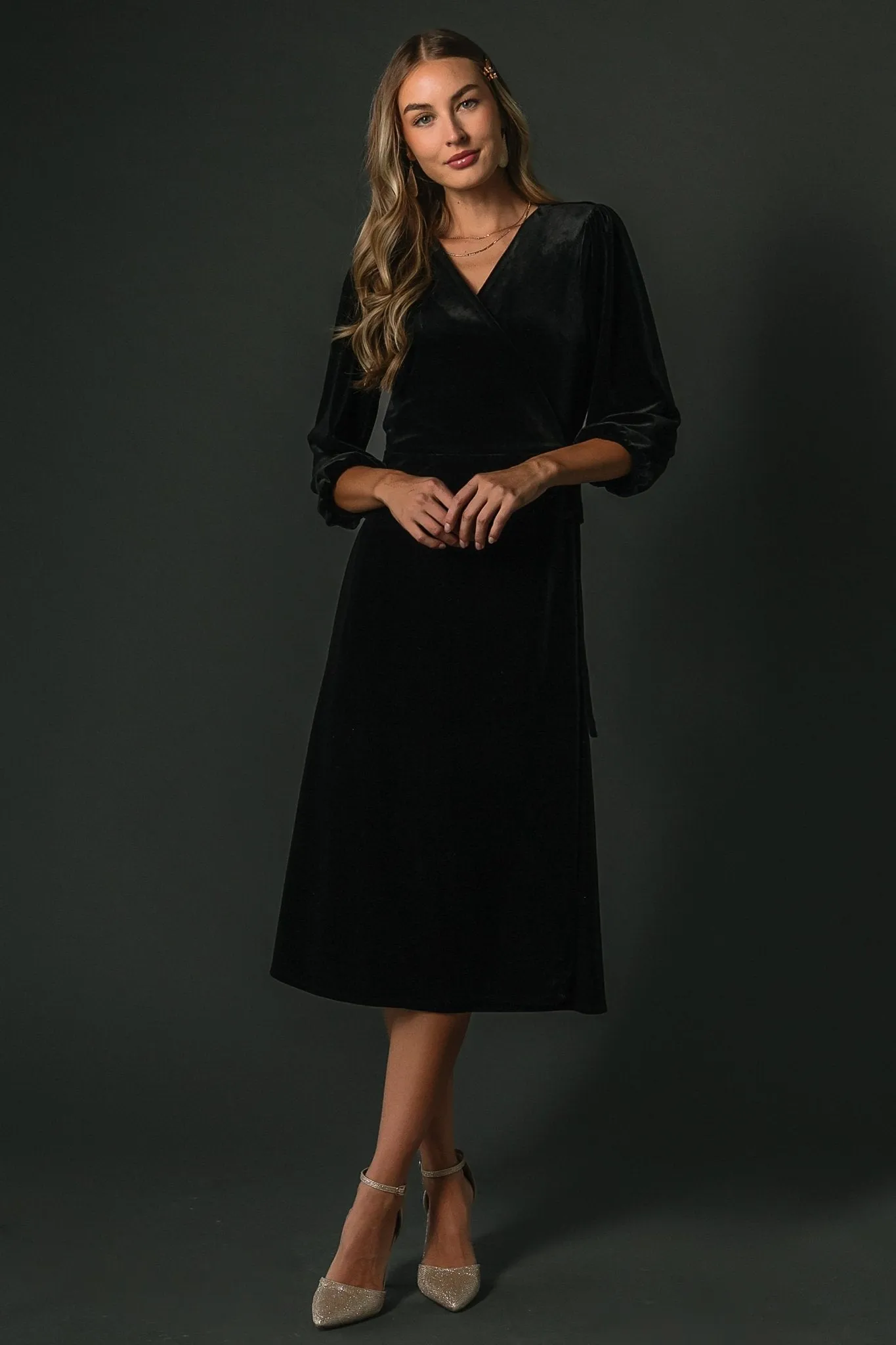 Beckinsale Velvet Wrap Dress | Black
