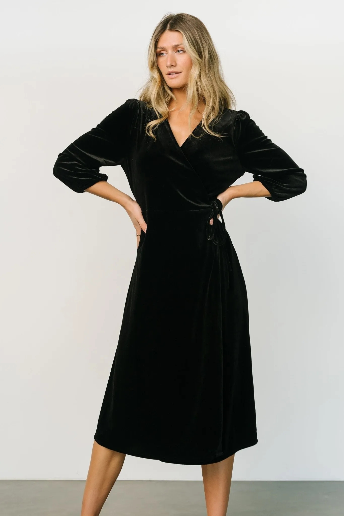 Beckinsale Velvet Wrap Dress | Black