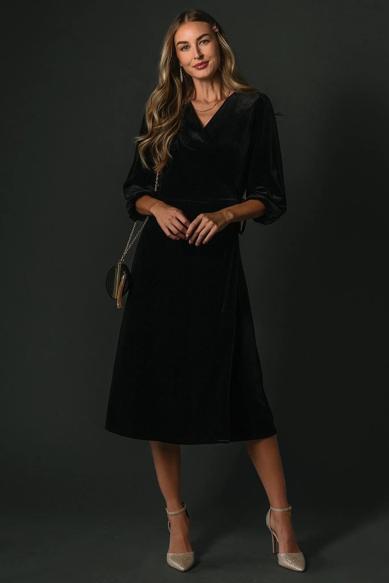 Beckinsale Velvet Wrap Dress | Black