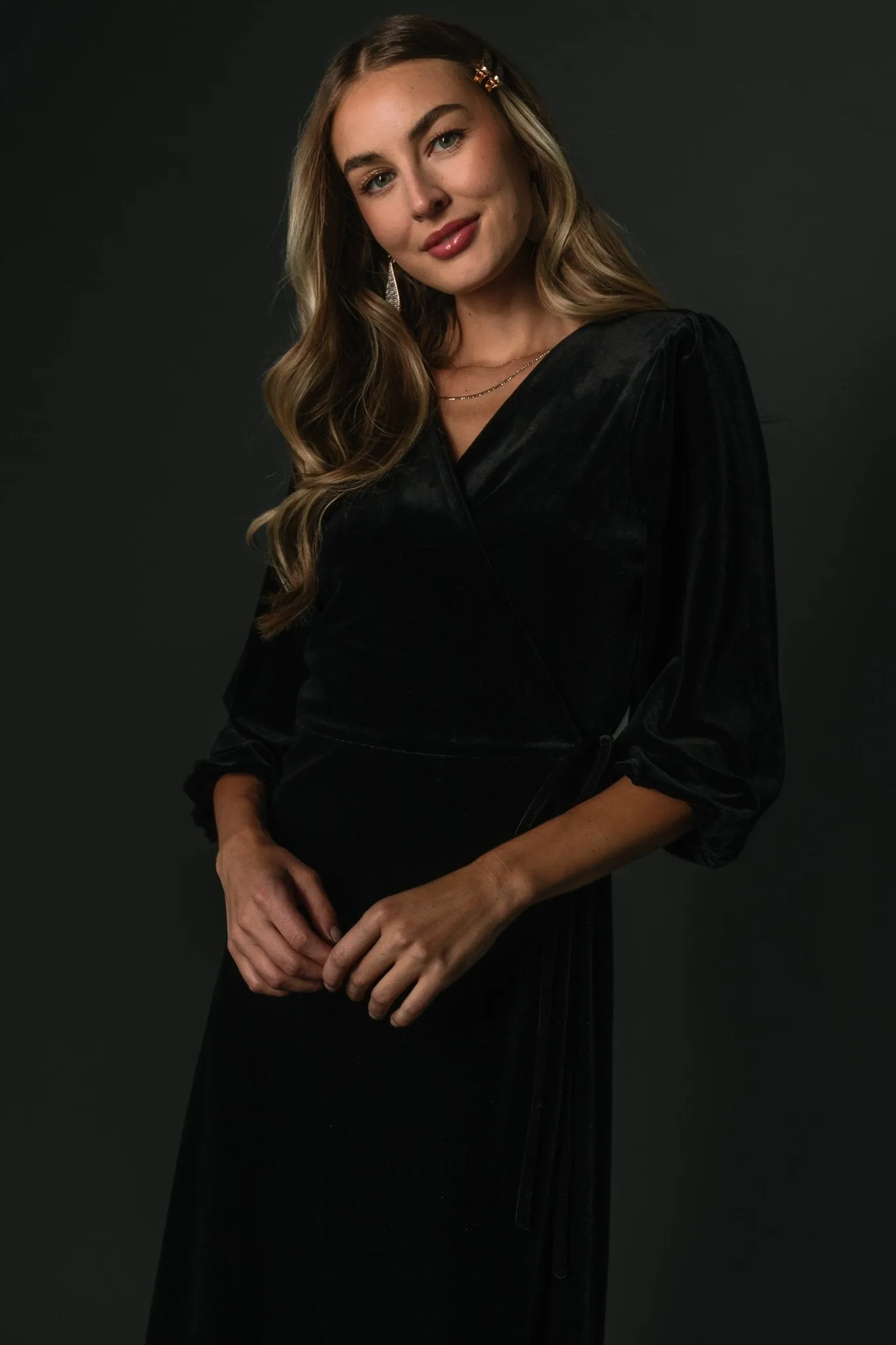 Beckinsale Velvet Wrap Dress | Black