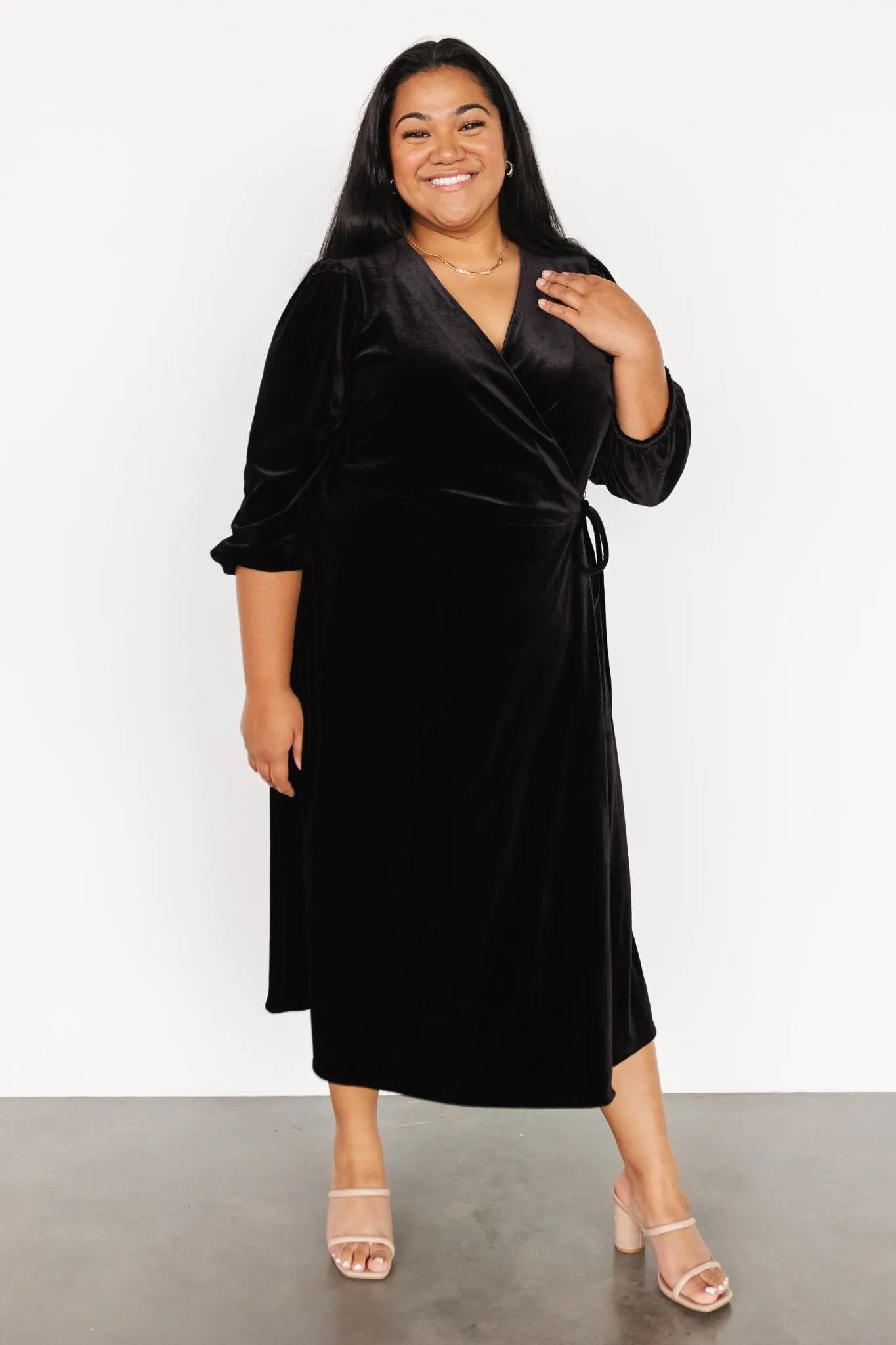 Beckinsale Velvet Wrap Dress | Black