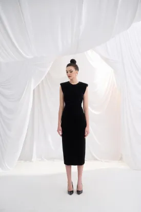 Berlinda Sheath Round Neck Velvet Midi Dress