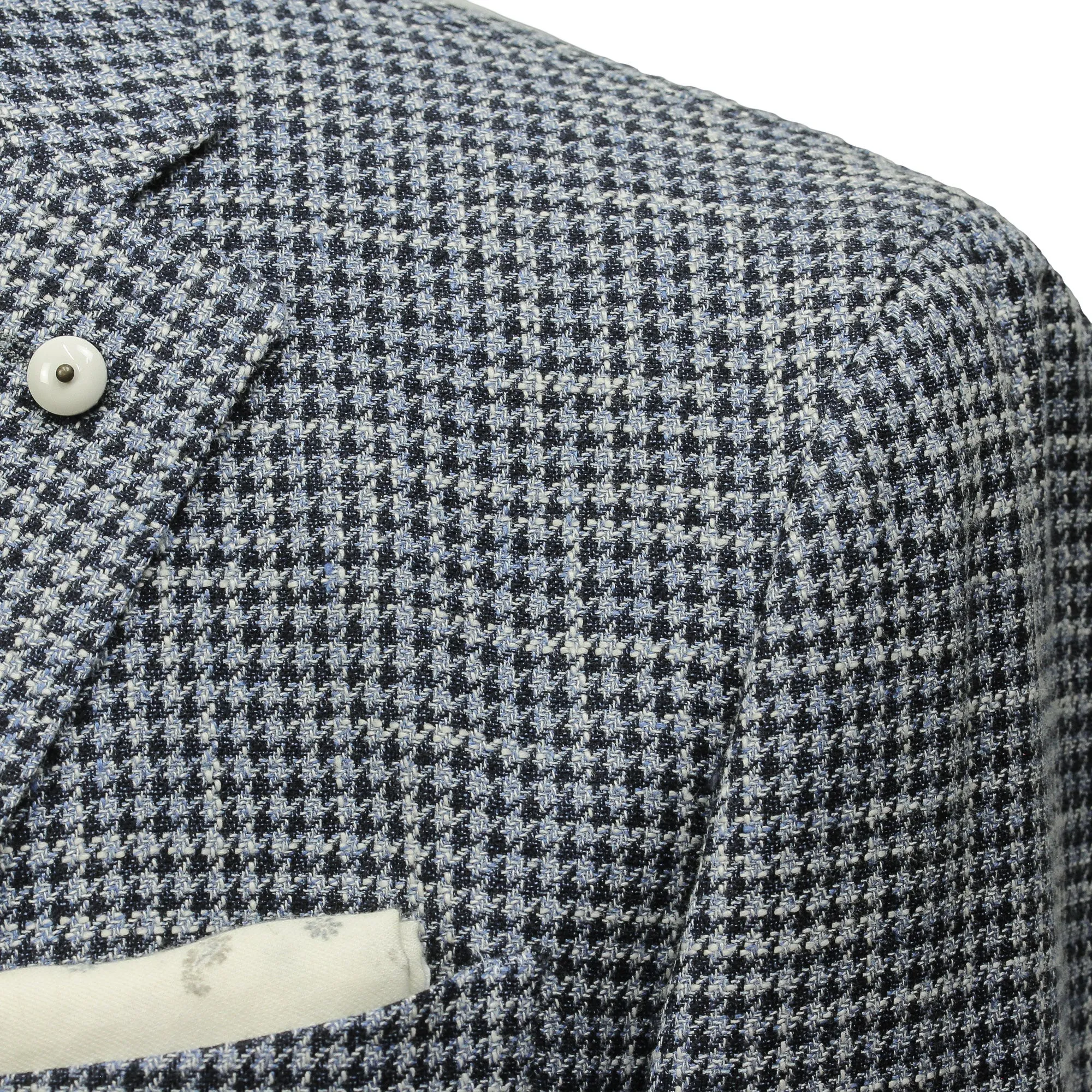Blue Houndstooth Wool/Cotton/Linen Unconstructed Contemporary Sport Coat - L.B.M. 1911