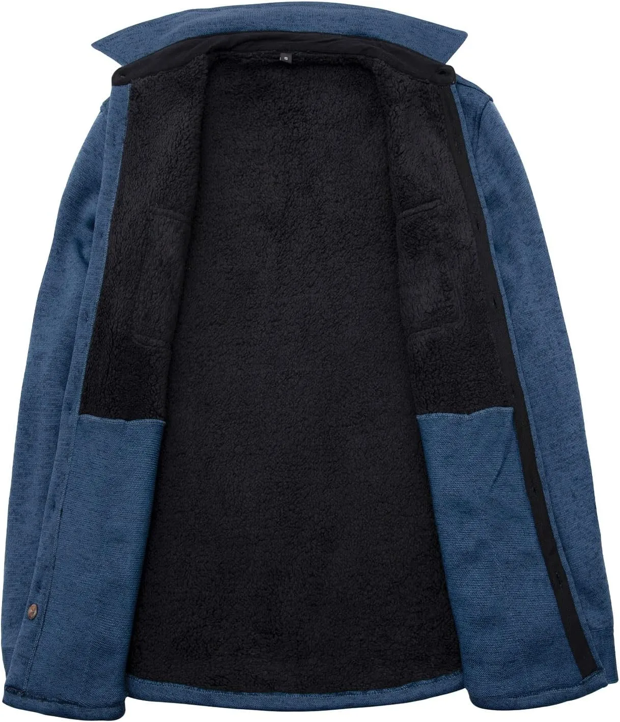 Bonnorth Men's Sherpa Lined Sweater Fleece Shirt Jacket with Pockets - All Sherpa Fleece Lined