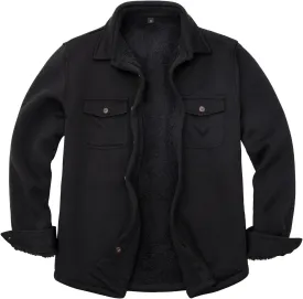 Bonnorth Men's Sherpa Lined Sweater Fleece Shirt Jacket with Pockets - All Sherpa Fleece Lined