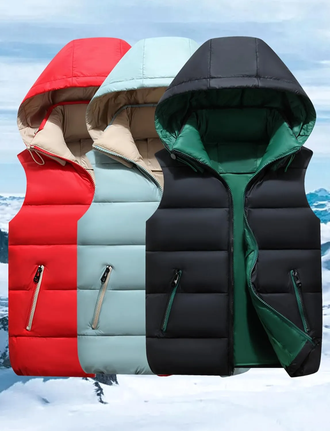 Boys Girls Hooded Puffer Vests Sleeveless Soft Padded Waistcoat Gilets Thermal Outwear Winter Jacket