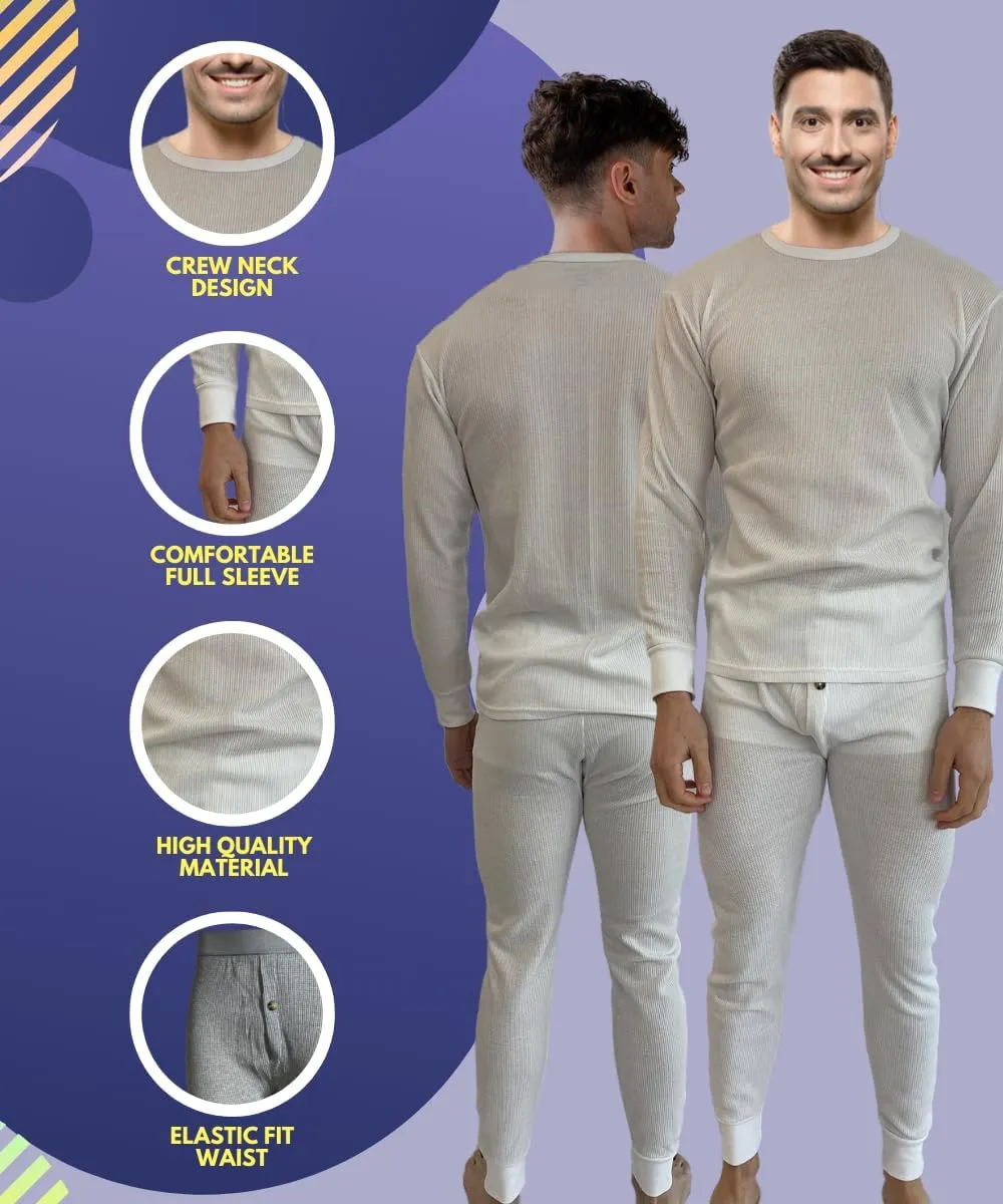 BROOKLYN VERTICAL Mens 2-Piece Waffle Thermals Set | Long Sleeve Shirt, Pants | Thermal Base Layer Set for Cold Weather