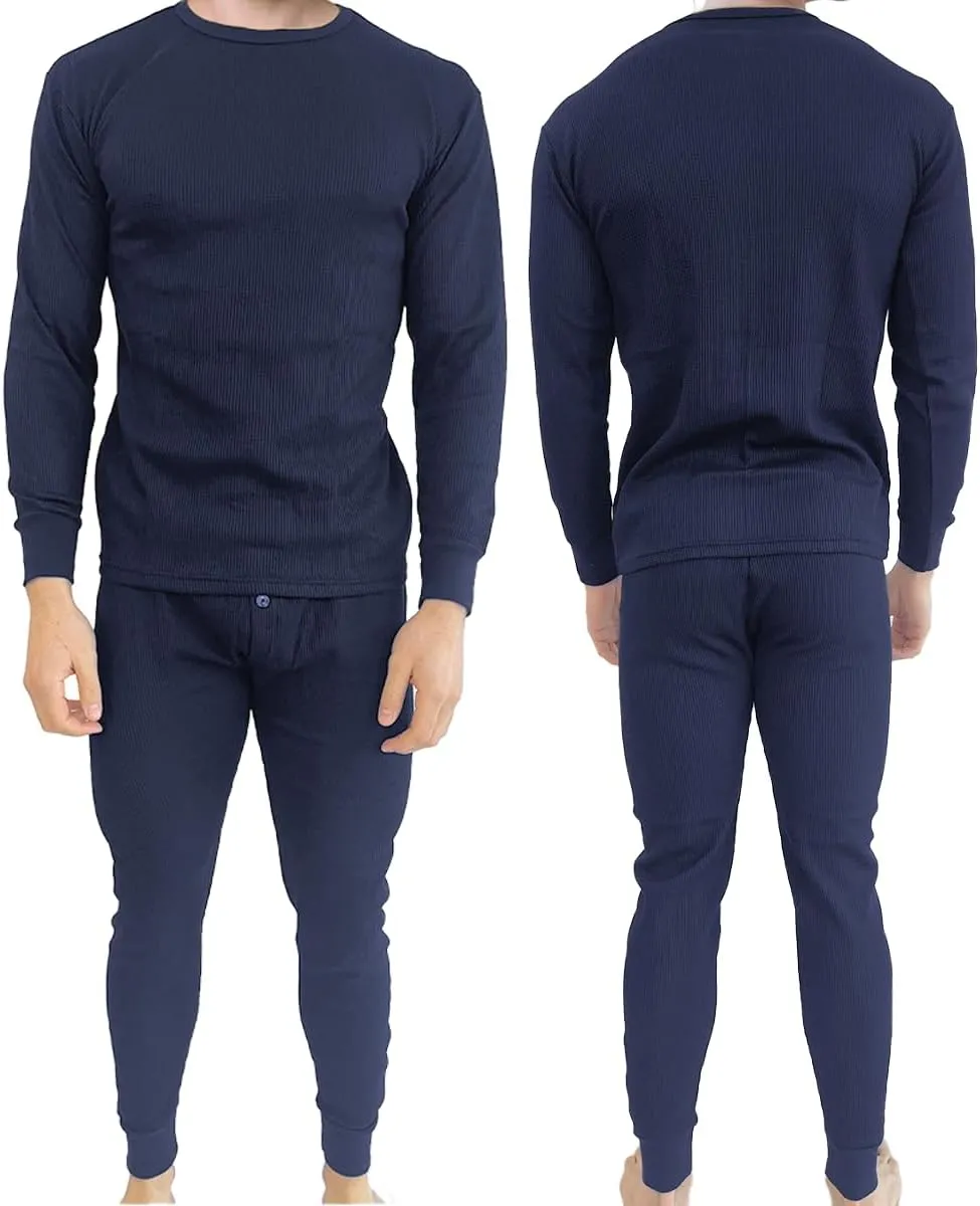 BROOKLYN VERTICAL Mens 2-Piece Waffle Thermals Set | Long Sleeve Shirt, Pants | Thermal Base Layer Set for Cold Weather