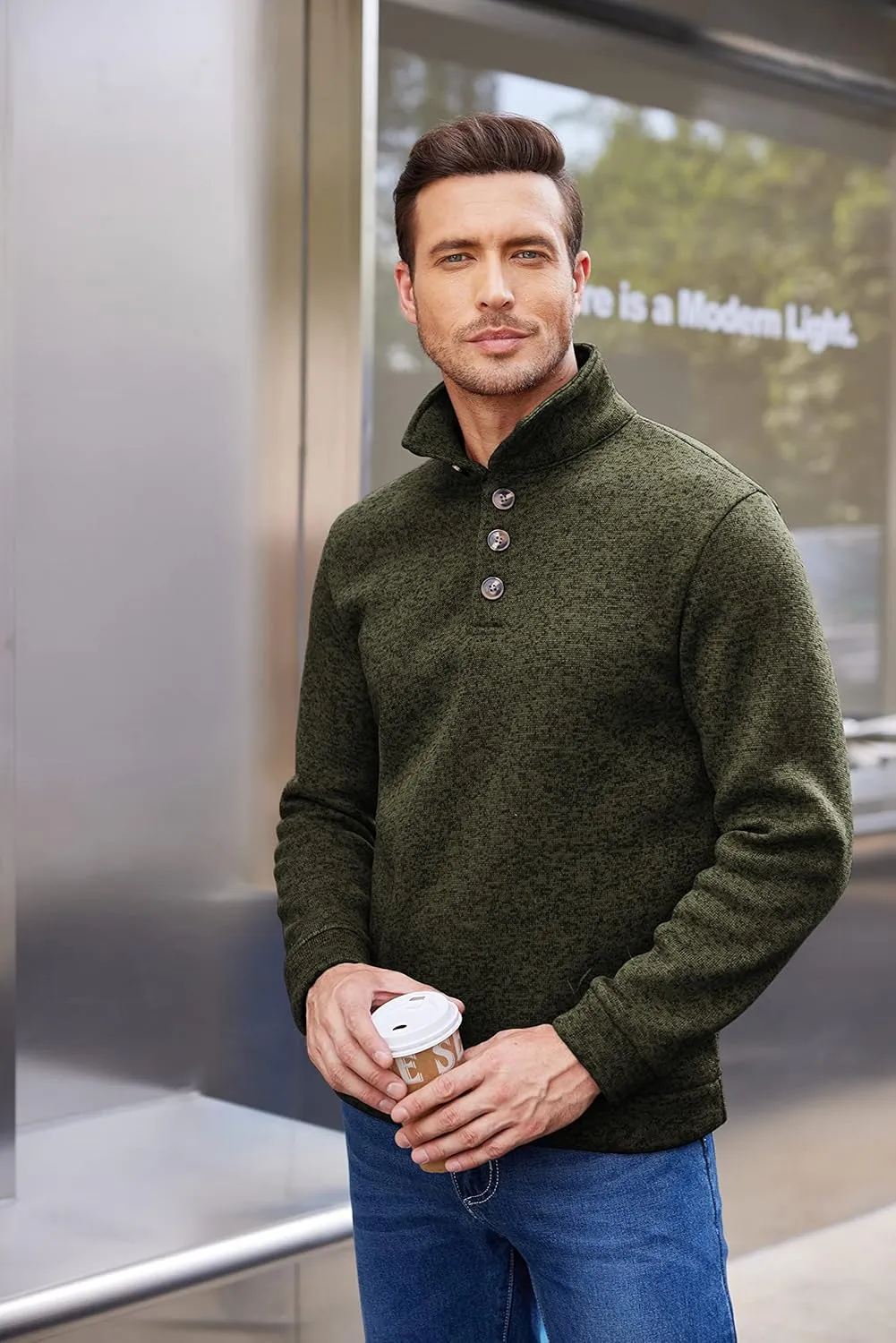 COOFANDY Men's Casual Slim Fit Pullover Sweater Knitted Thermal Sweatshirt