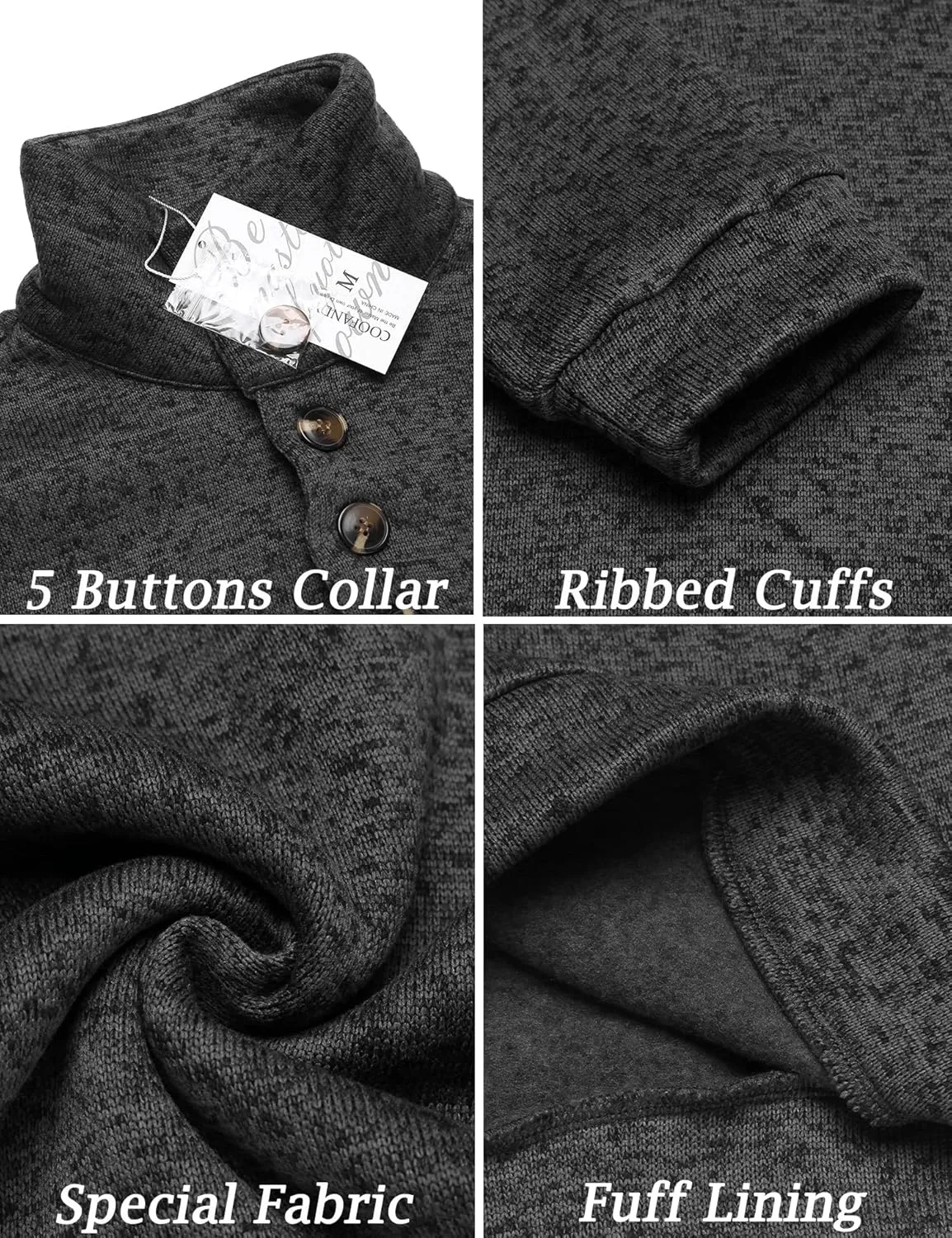 COOFANDY Men's Casual Slim Fit Pullover Sweater Knitted Thermal Sweatshirt