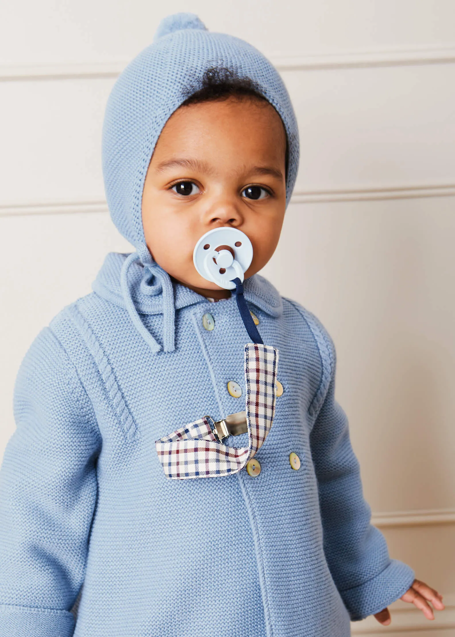 Double Breasted Knitted Buttoned Coat in Blue (6mths-2yrs)