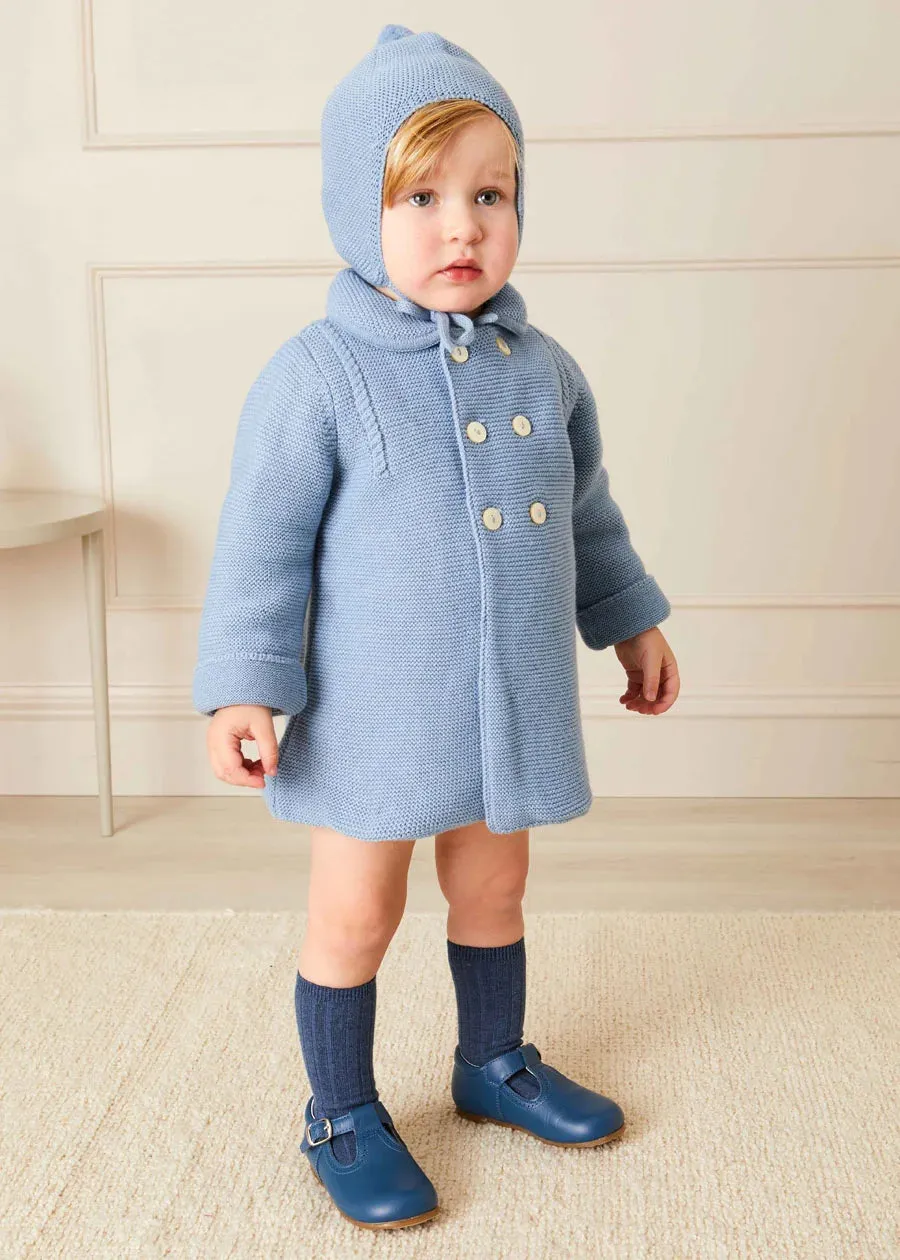 Double Breasted Knitted Buttoned Coat in Blue (6mths-2yrs)