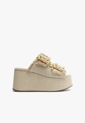 Enola Flatform Linen Sandal