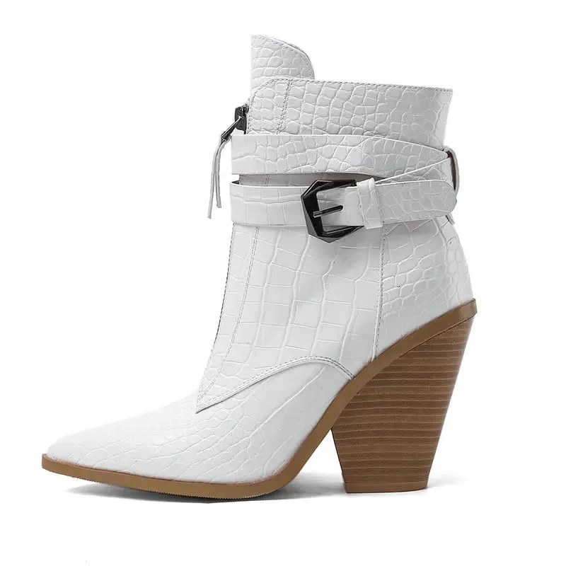Funki Buys | Boots | Women's Pointed Toe Zip Up Ankle Boots