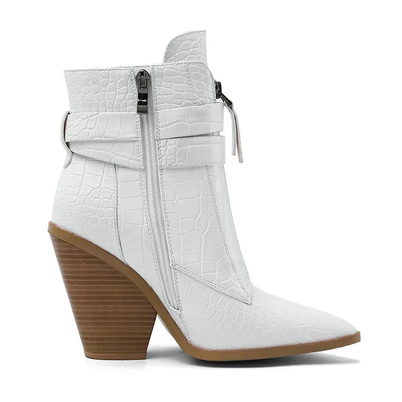 Funki Buys | Boots | Women's Pointed Toe Zip Up Ankle Boots