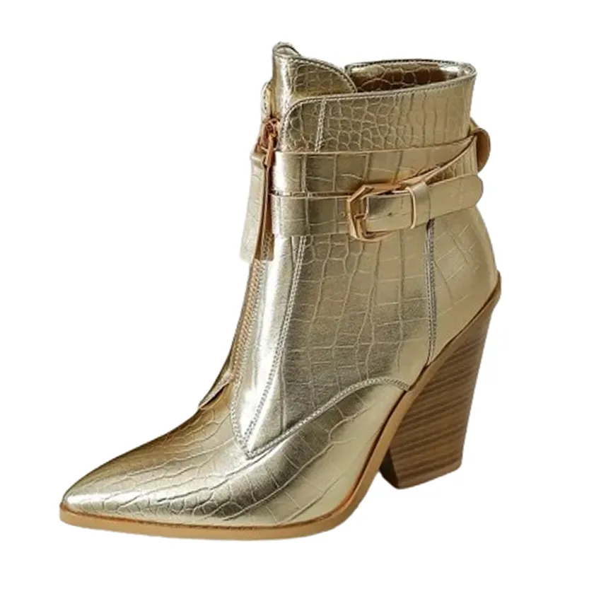 Funki Buys | Boots | Women's Pointed Toe Zip Up Ankle Boots