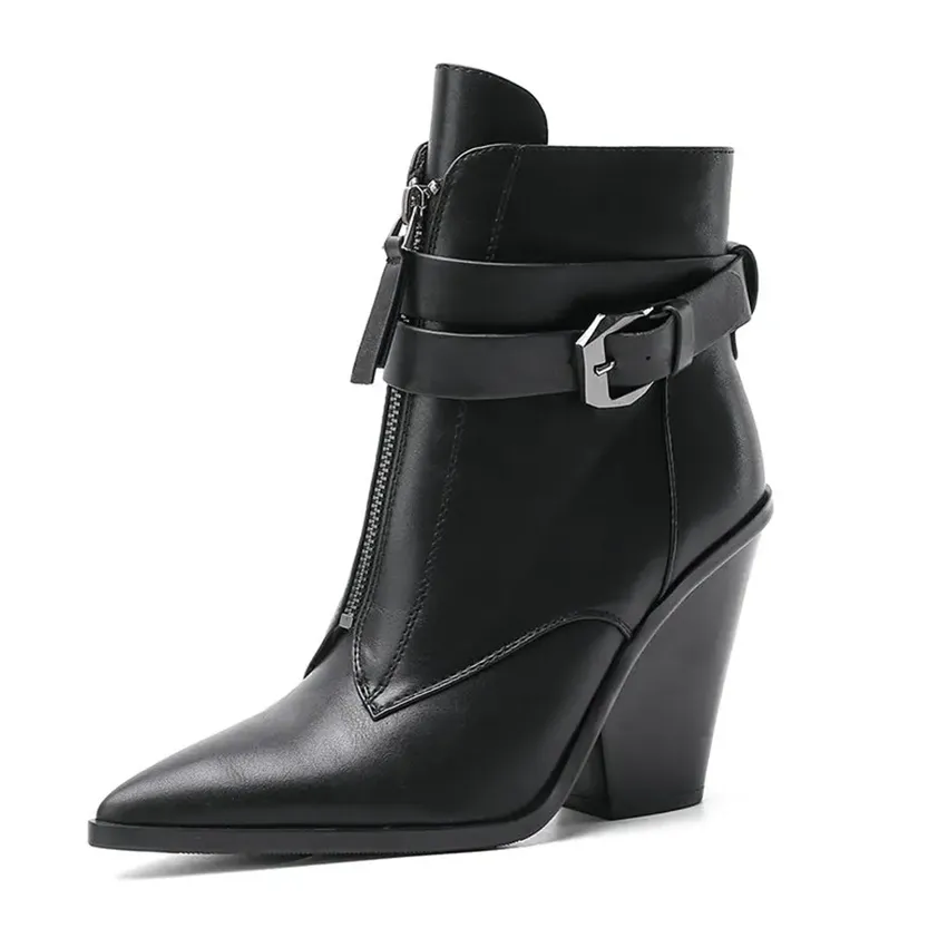 Funki Buys | Boots | Women's Pointed Toe Zip Up Ankle Boots