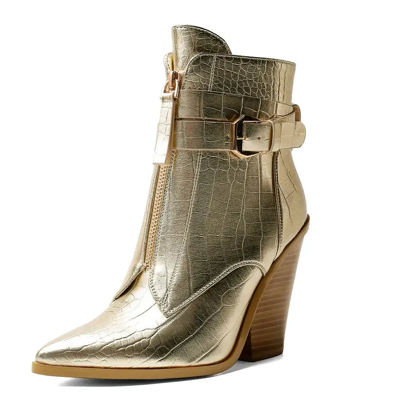 Funki Buys | Boots | Women's Pointed Toe Zip Up Ankle Boots