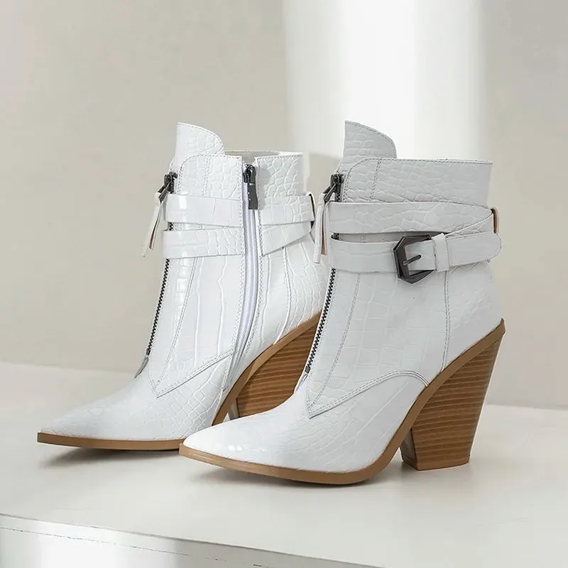 Funki Buys | Boots | Women's Pointed Toe Zip Up Ankle Boots