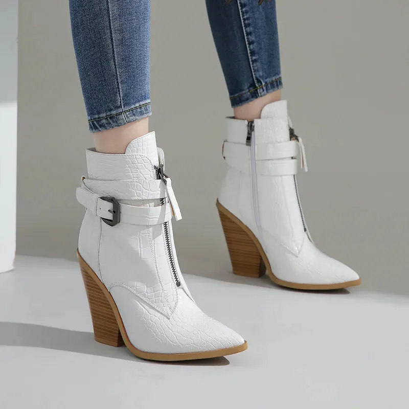 Funki Buys | Boots | Women's Pointed Toe Zip Up Ankle Boots