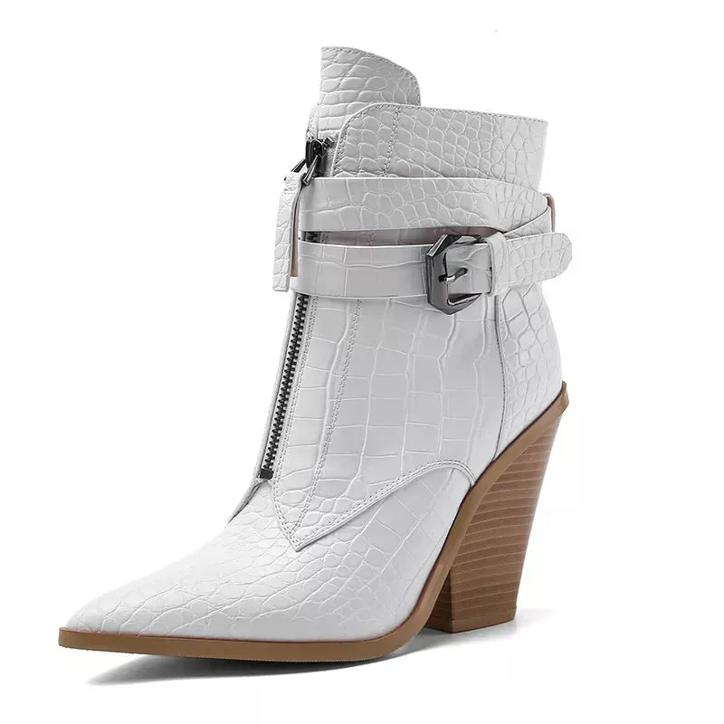 Funki Buys | Boots | Women's Pointed Toe Zip Up Ankle Boots