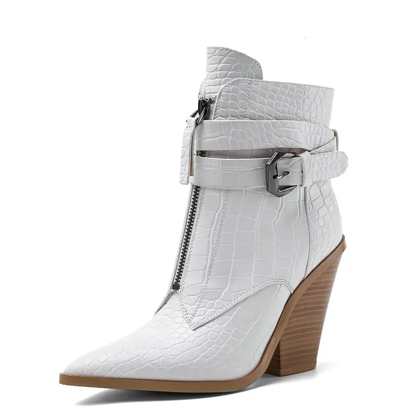 Funki Buys | Boots | Women's Pointed Toe Zip Up Ankle Boots