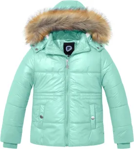 Garemcy Girl's Metallic Winter Coat Warm Puffer Jacket Insulated Shiny Down Coat with Detachable Hood
