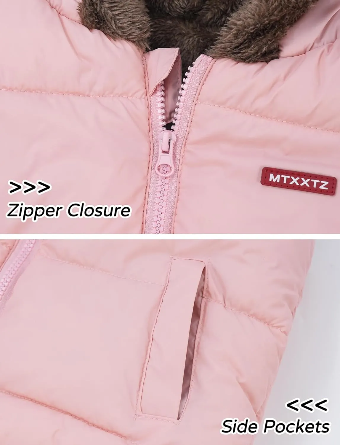 Happy Cherry Toddler Baby Puffer Vest with Hood Ears Hooded Sleeveless Bubble Jacket Insulated Padded Vest 2-7 Years