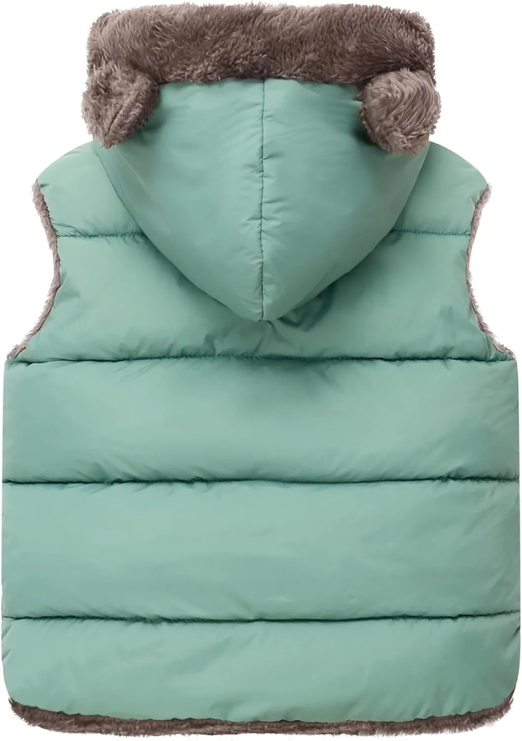 Happy Cherry Toddler Baby Puffer Vest with Hood Ears Hooded Sleeveless Bubble Jacket Insulated Padded Vest 2-7 Years