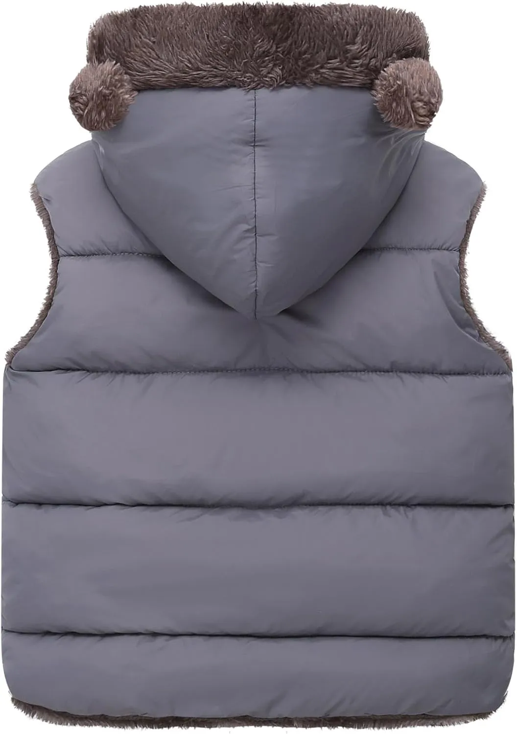 Happy Cherry Toddler Baby Puffer Vest with Hood Ears Hooded Sleeveless Bubble Jacket Insulated Padded Vest 2-7 Years