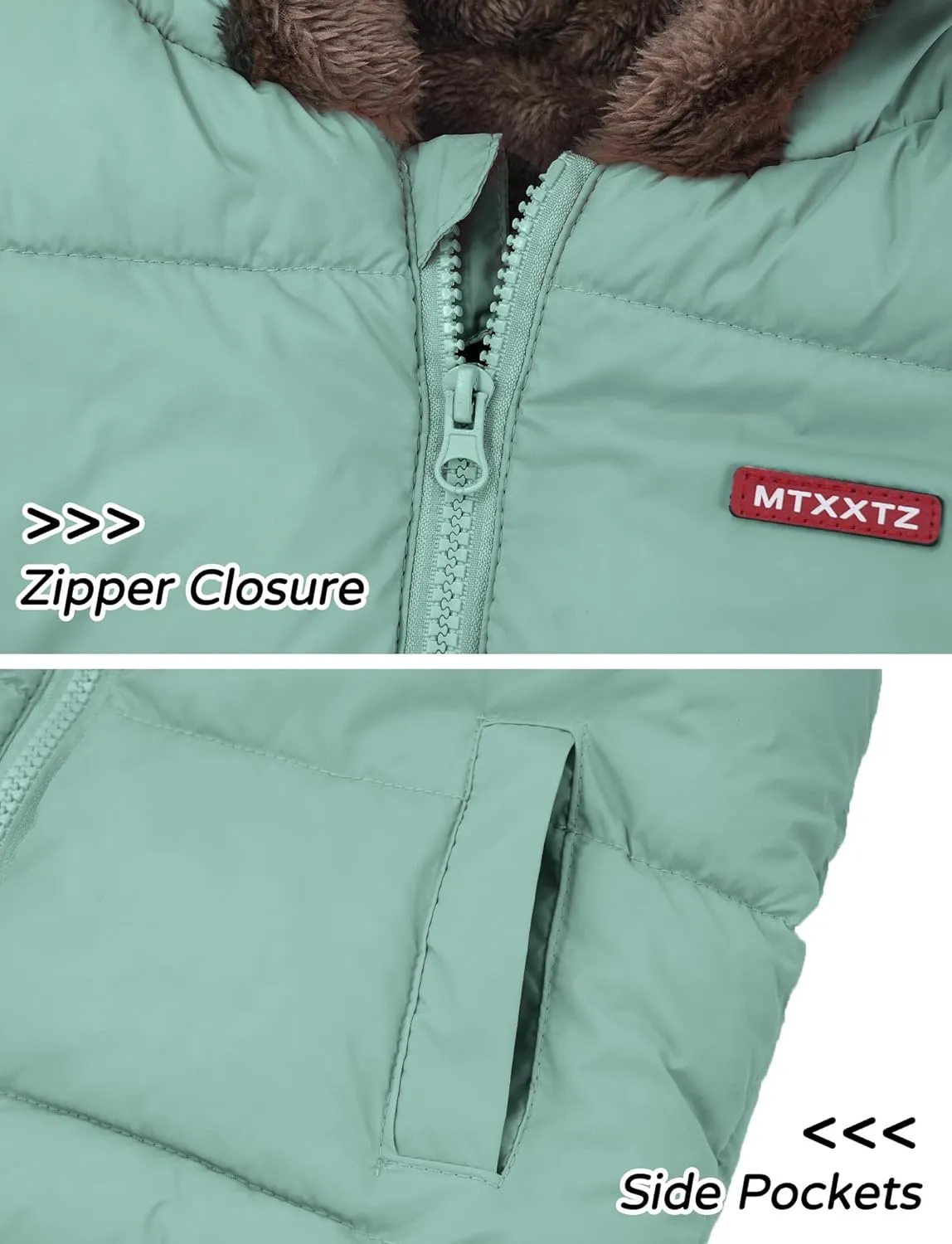 Happy Cherry Toddler Baby Puffer Vest with Hood Ears Hooded Sleeveless Bubble Jacket Insulated Padded Vest 2-7 Years