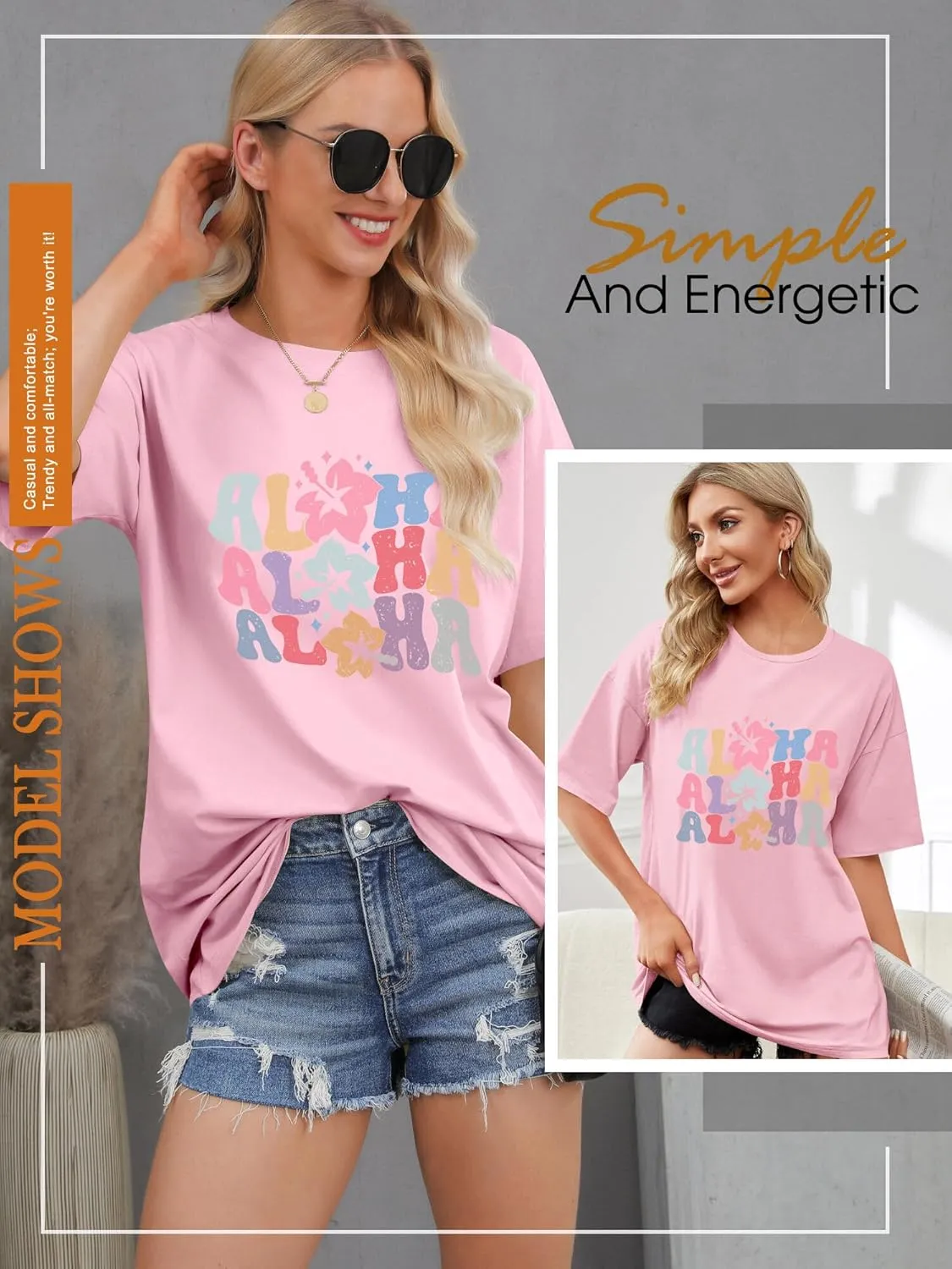 Hawaiian Shirts Women Oversized Aloha Shirt Flower Graphic Short Sleeve Family Vacation Beach T-Shirt Tops