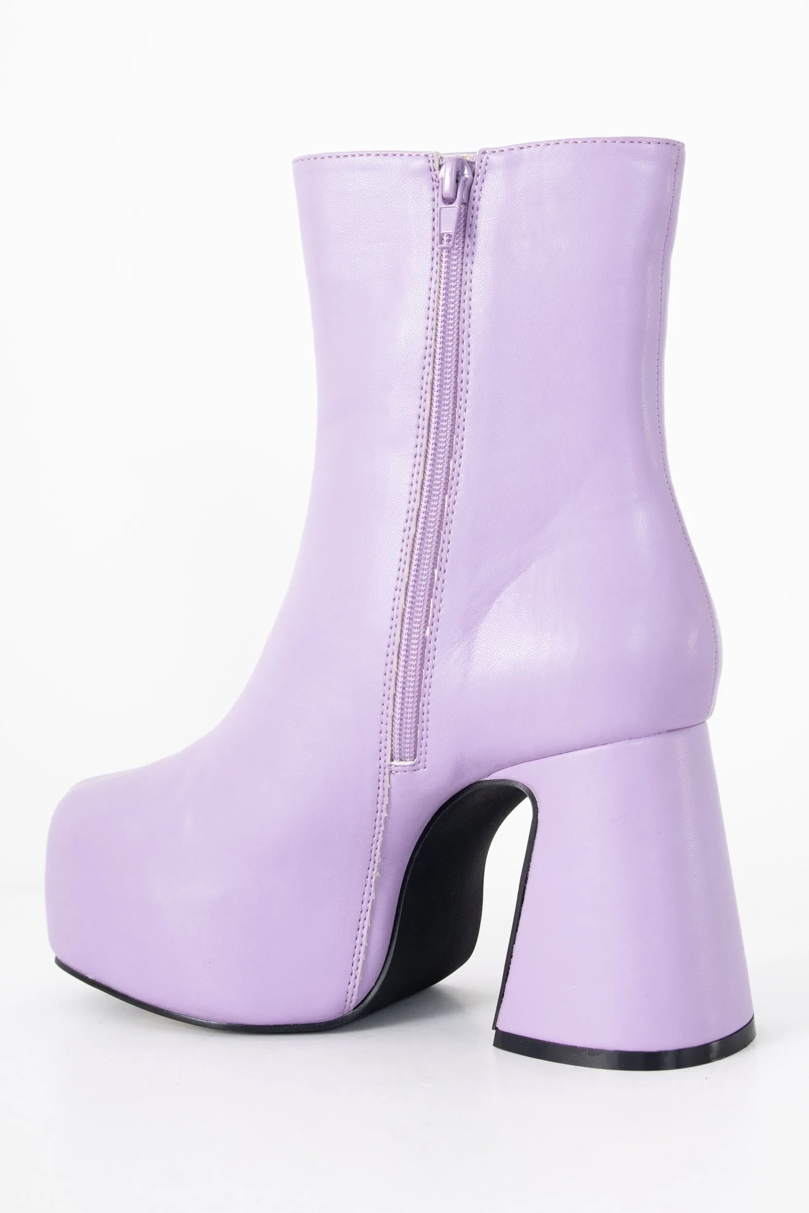 Heartbreak Platform Heeled Ankle Boots in Lilac