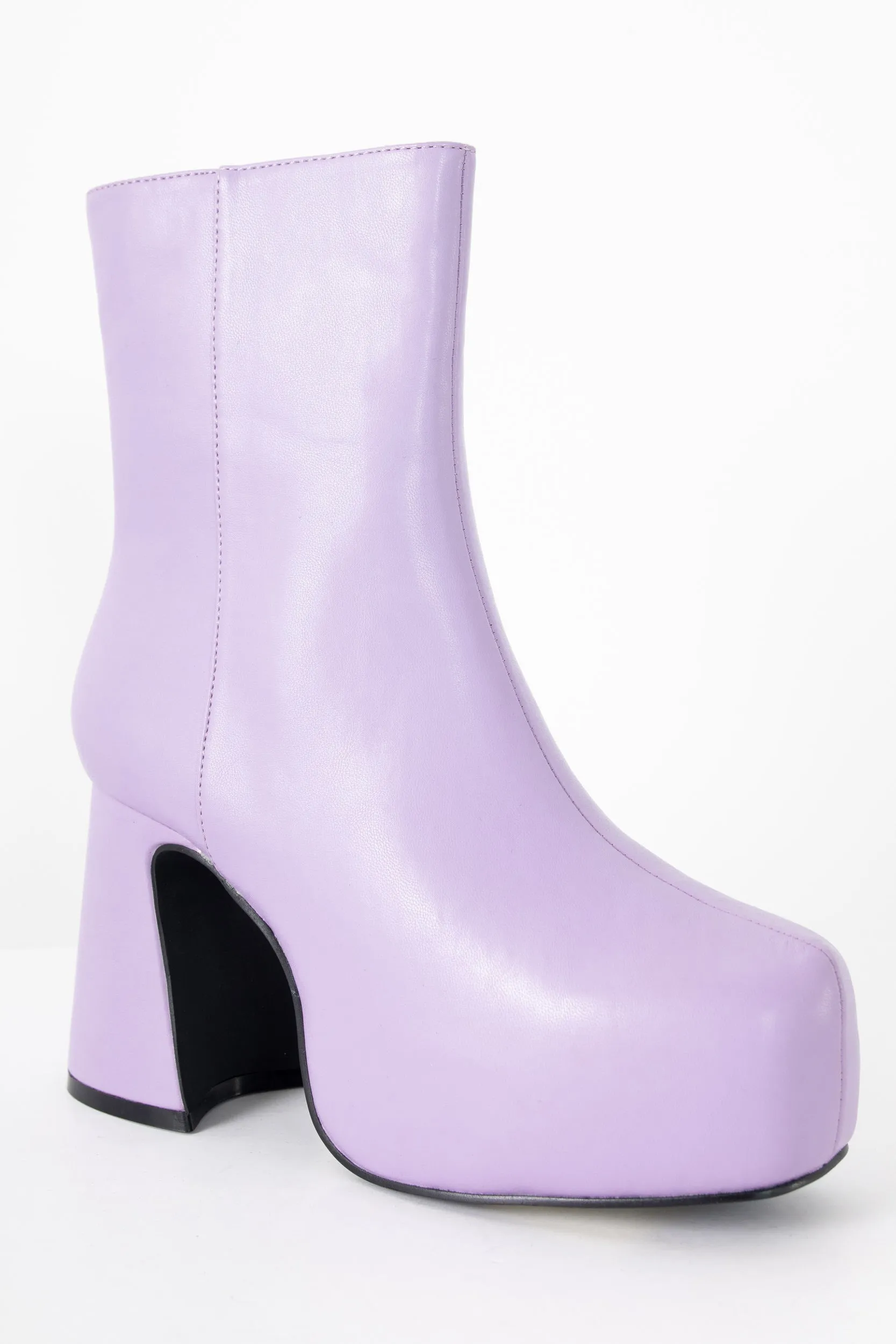 Heartbreak Platform Heeled Ankle Boots in Lilac