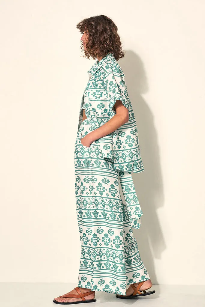 Kivari - Iman Drawstring Wide Leg Pant - Teal *FINAL SALE