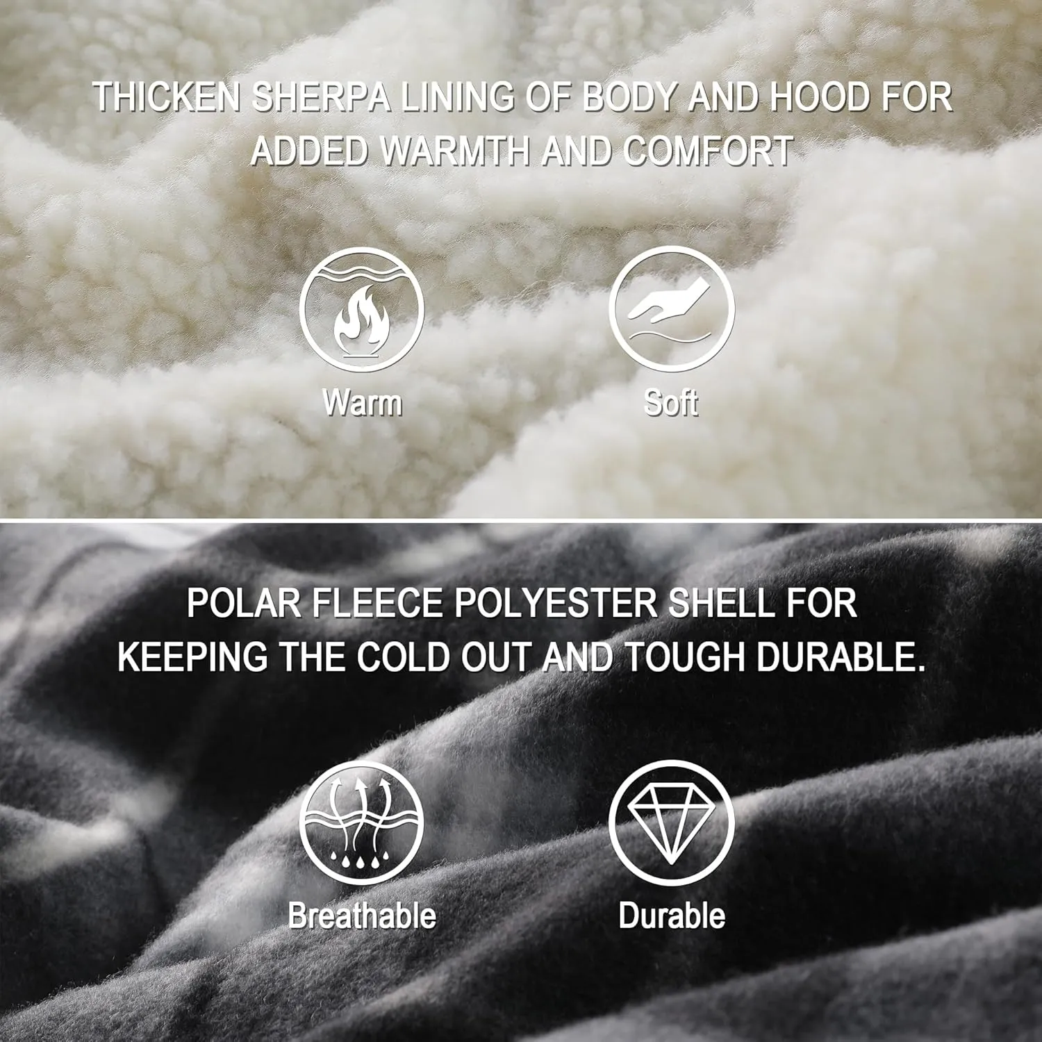 Mens Flannel Hoodie Jacket Fleece Lined Flannel Shirt Plaid Zip Up Sherpa Hooded Sweatshirt Warm Winter Coat