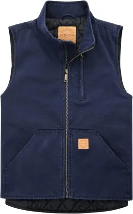 Men's Quilted Lined Zip-up Work Vest Washed Cotton Outwear Sleeveless Jacket