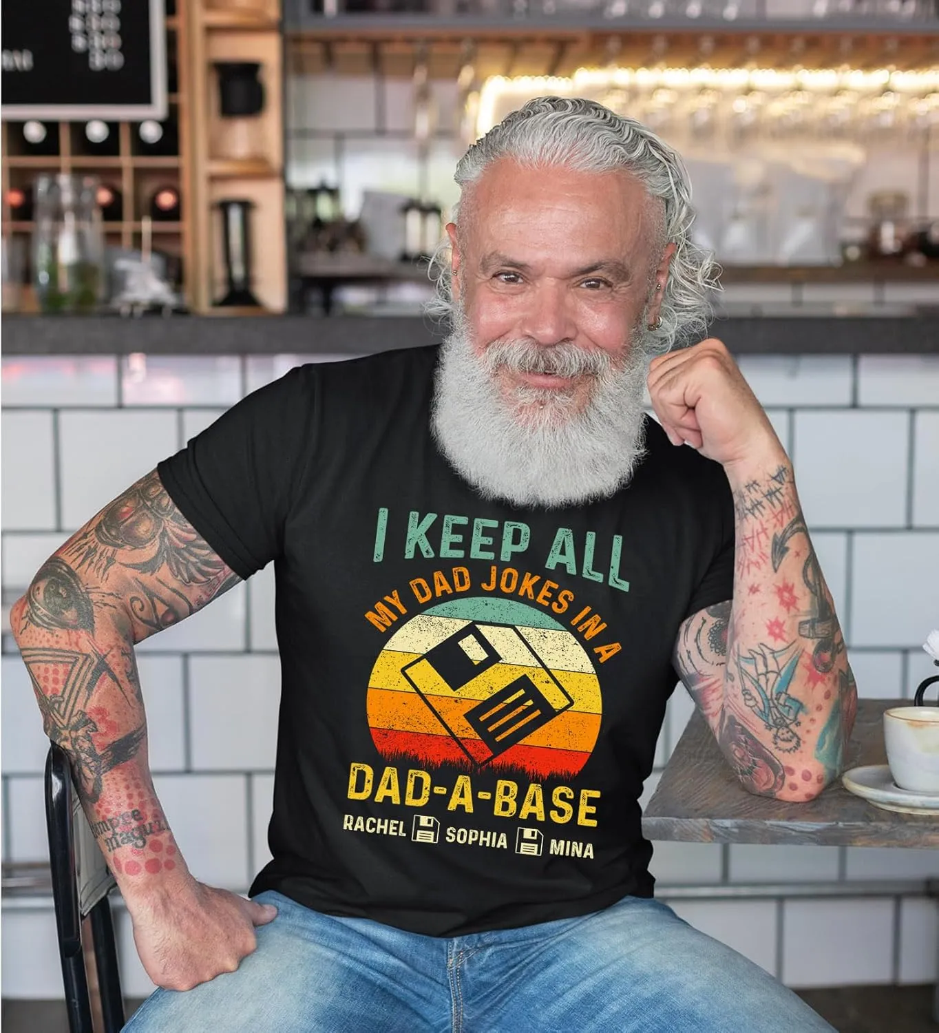 Personalized Dad Jokes Shirt, Dad Shirts for Men, I Keep All My Dad Jokes in A Dad-A-Base, Funny Dad Jokes in