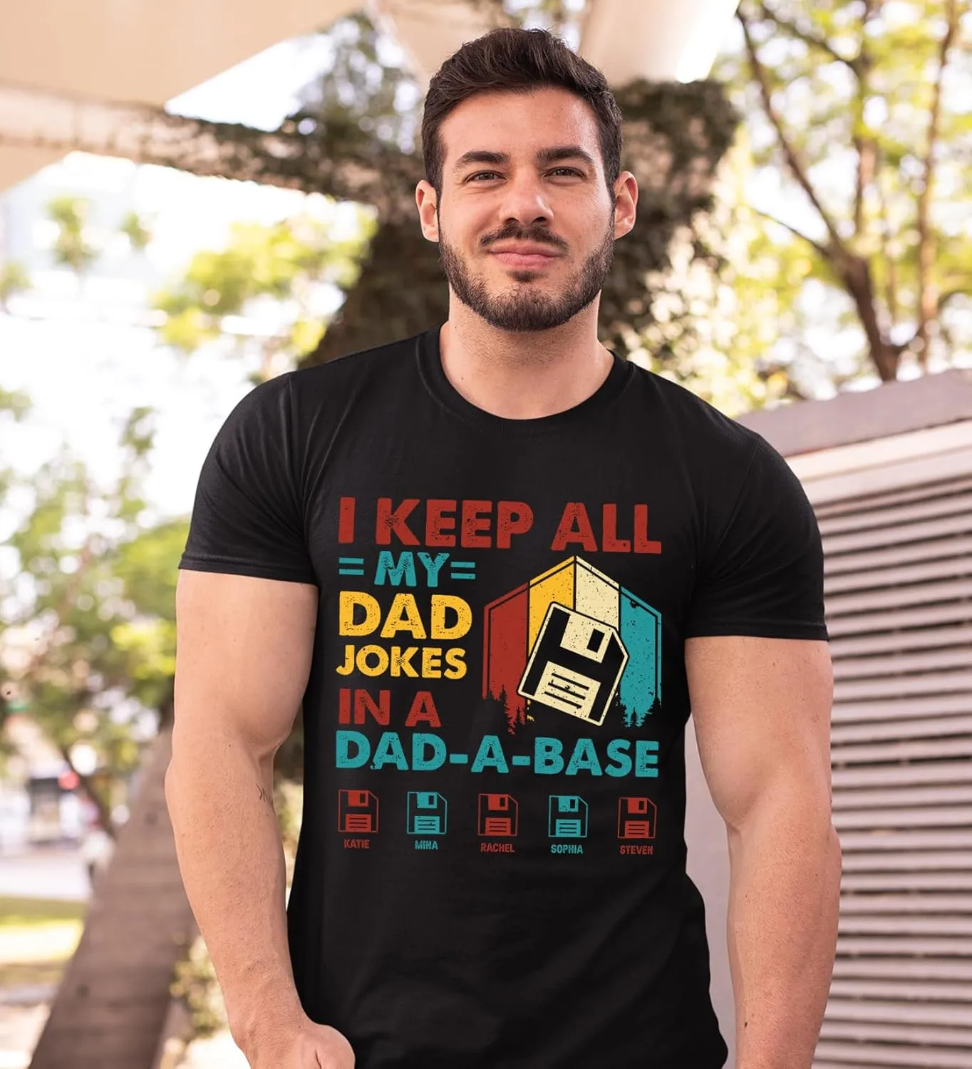 Personalized Dad Jokes Shirt, Dad Shirts for Men, I Keep All My Dad Jokes in A Dad-A-Base, Funny Dad Jokes in