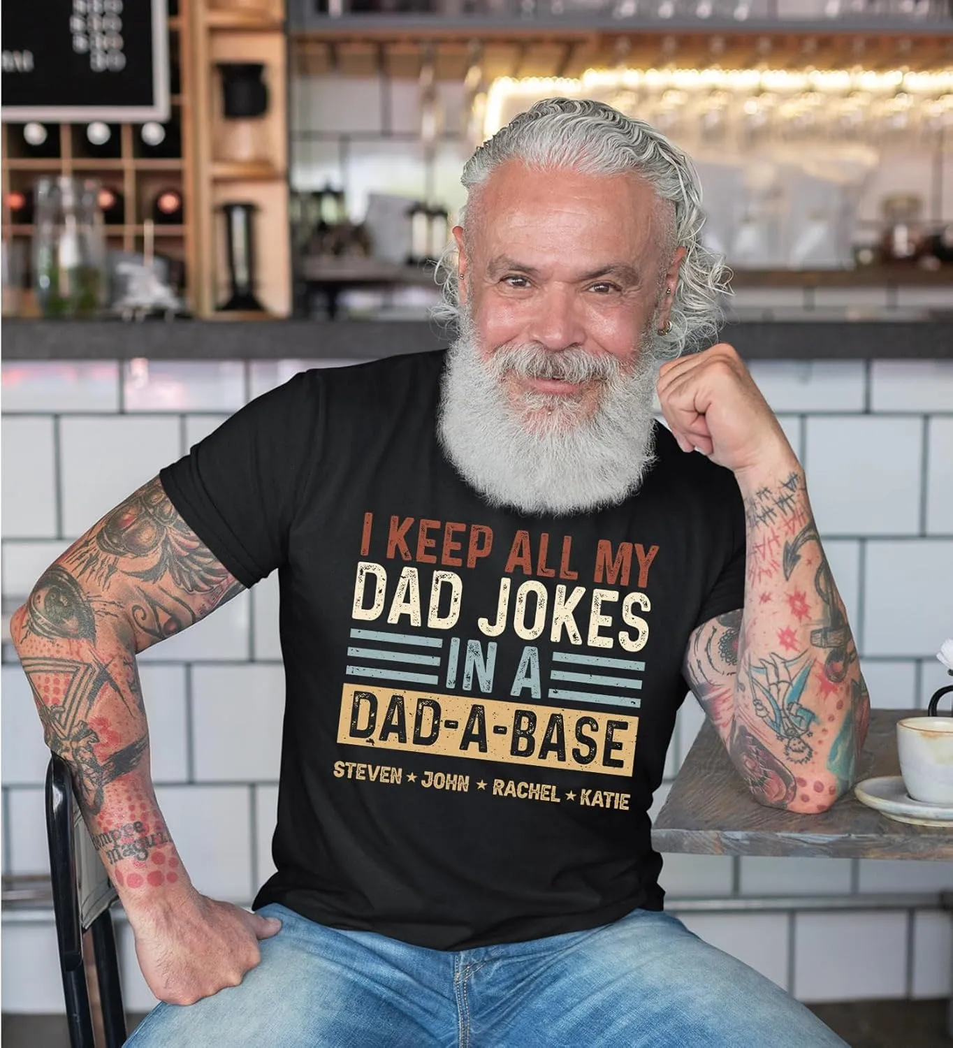 Personalized Dad Jokes Shirt, Dad Shirts for Men, I Keep All My Dad Jokes in A Dad-A-Base, Funny Dad Jokes in