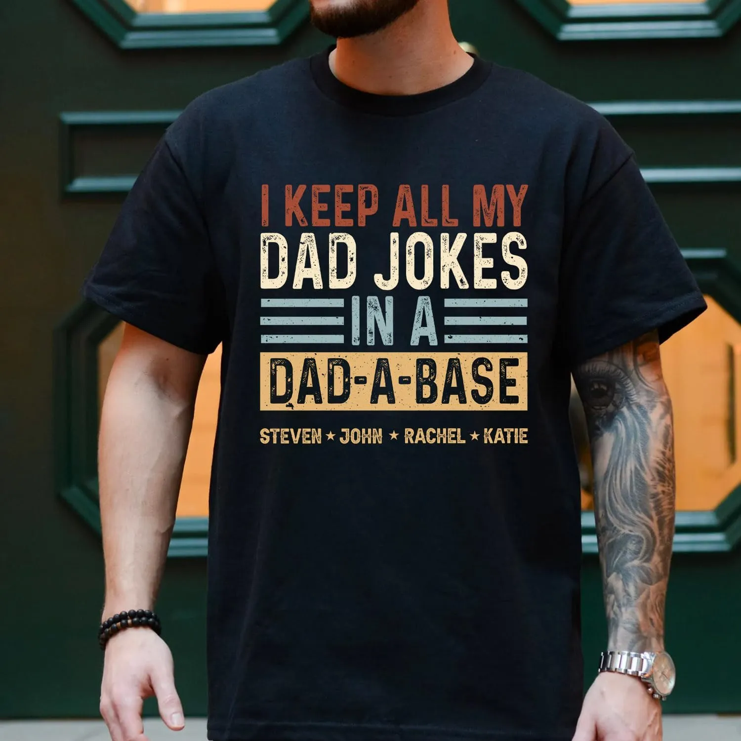 Personalized Dad Jokes Shirt, Dad Shirts for Men, I Keep All My Dad Jokes in A Dad-A-Base, Funny Dad Jokes in