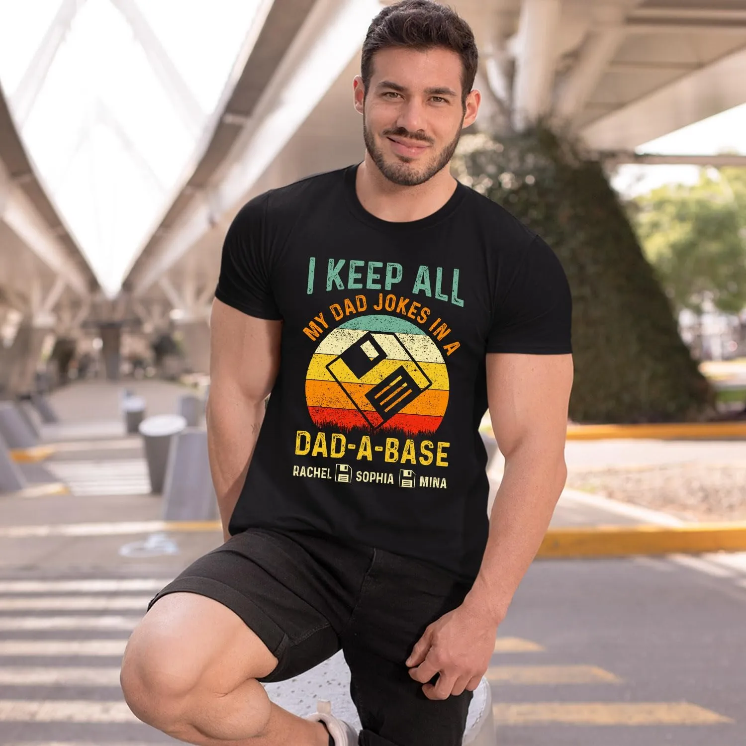 Personalized Dad Jokes Shirt, Dad Shirts for Men, I Keep All My Dad Jokes in A Dad-A-Base, Funny Dad Jokes in