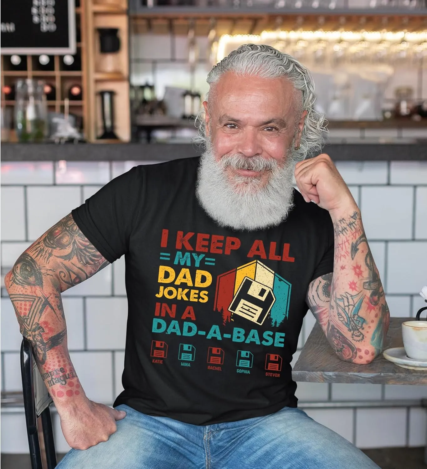 Personalized Dad Jokes Shirt, Dad Shirts for Men, I Keep All My Dad Jokes in A Dad-A-Base, Funny Dad Jokes in